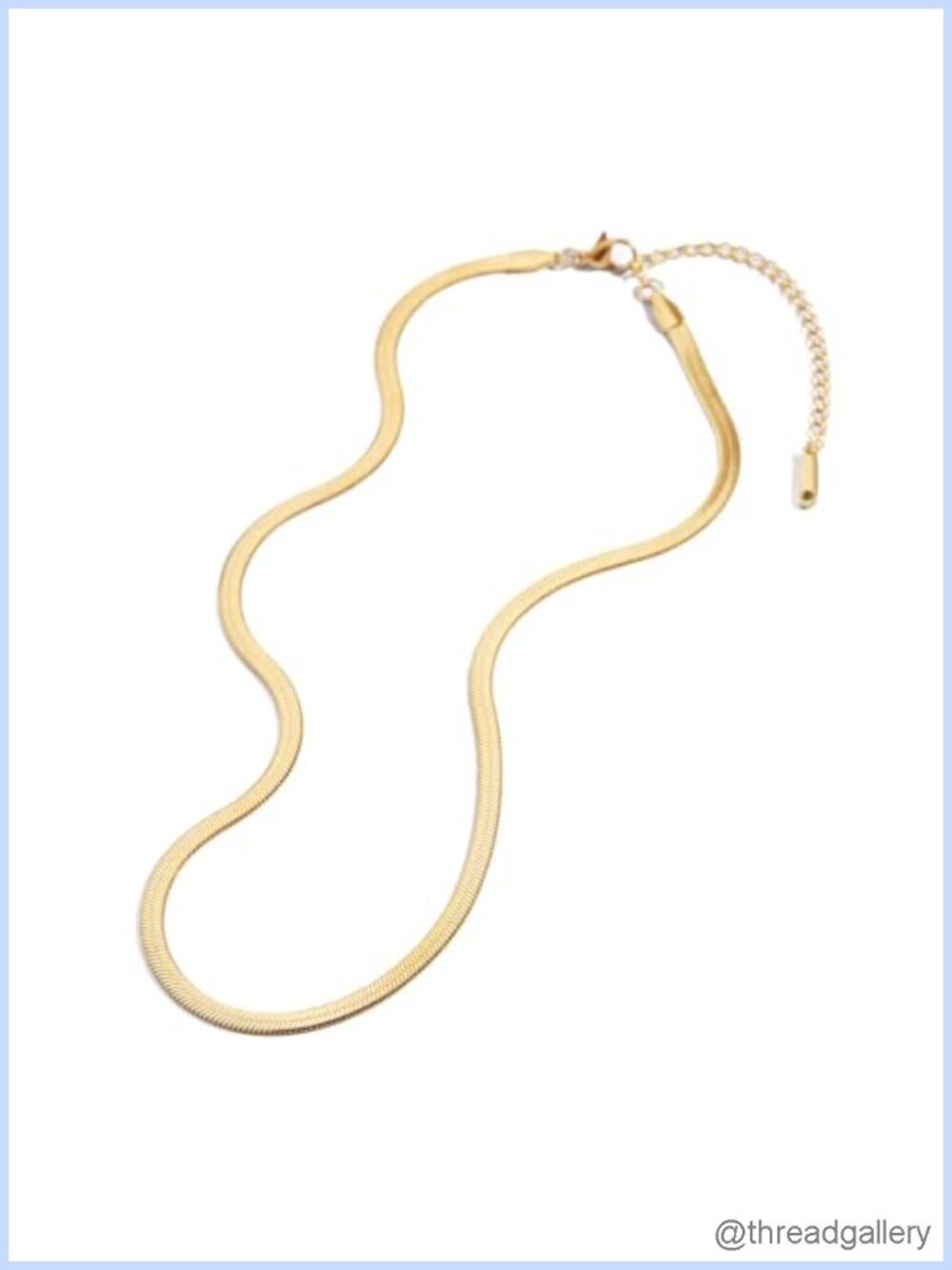 4mm Herringbone Chain Necklace 18K Gold Plated Steel 16-20"